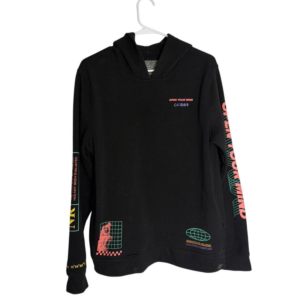 Brooklyn Clothing Co Graphic Hoodie Sweatshirt Black "Open Your Mind" Size M